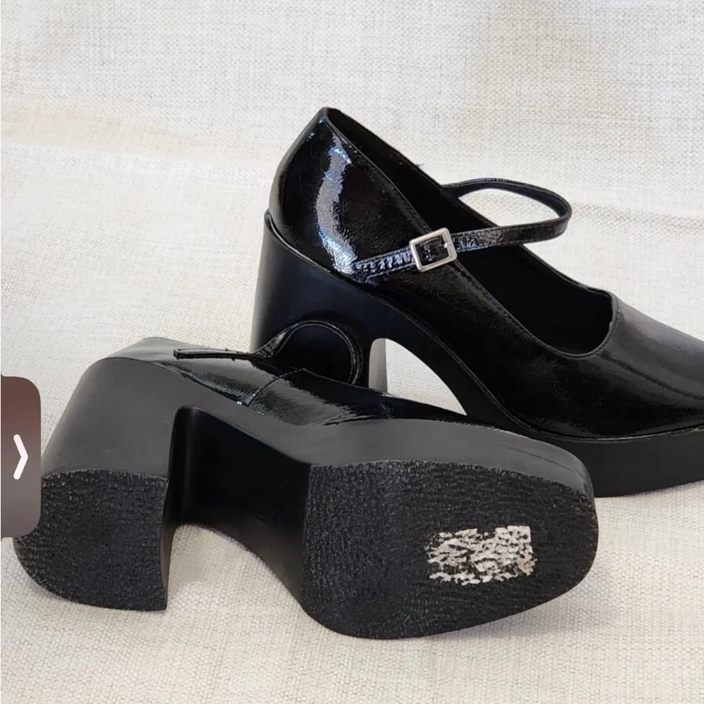 ASOS Shiny Black Platform Mary Jane Shoes - Picture 4 of 9